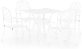 3070606 vidaXL Set mobilier bistro, 5 piese, alb, aluminiu turnat