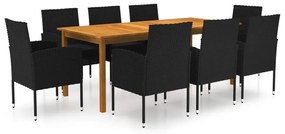 vidaXL Set mobilier de grădină, 9 piese, negru