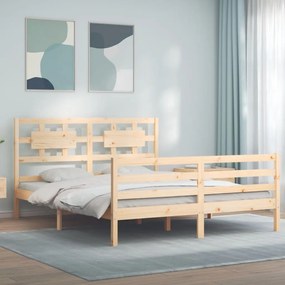 3194451 vidaXL Cadru de pat cu tăblie, 160x200 cm, lemn masiv