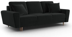 Canapea neagră extensibilă, cu spațiu de depozitare cu tapițerie din catifea 235 cm Kyoto – Cosmopolitan Design