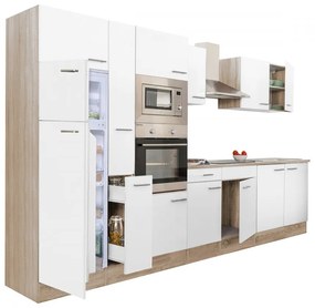 Mobilă de bucătărie Yorki 360, corp din stejar Sonoma, cu față alb satinat