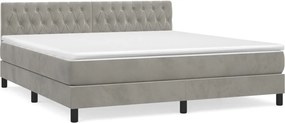 vidaXL Pat box spring cu saltea, gri deschis, 180x200 cm, catifea