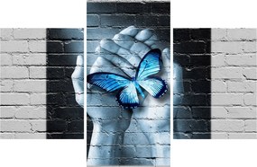 Tablou cu flutere albastru pe perete (90x60 cm)