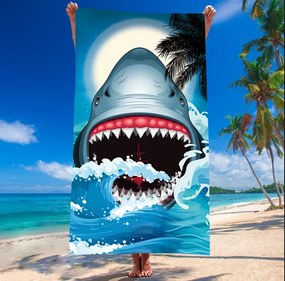 Prosop de plajă cu rechin Lățime: 100 cm | Lungime: 180 cm