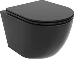 Mexen Lena vas wc Rimless cu capac slim cu cădere lentă, duroplast, negru mat - 30221085