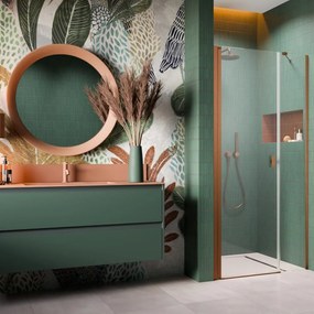 Usa de nisa pivotanta Radaway Nes DWS 110 cm sticla 6 mm finisaj cupru periat-transparent deschidere stanga