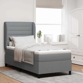 vidaXL Pat cu arcuri cu headboard Gri deschis 90 x 200 cm Tesatura