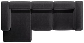 Colțar gri închis cu tapițerie din catifea reiată (cu colț pe partea stângă/cu șezlong) Bergamo – Cosmopolitan Design