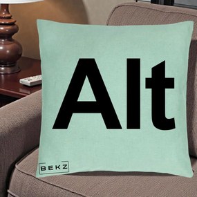 Perna Personalizata Tasta Alt Tipografie Bold, 40x40 cm, Verde Menta, Husa Detasabila, Perna Inclusa, BEKZ®