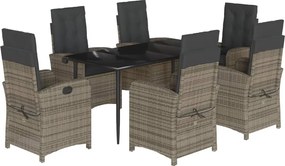 vidaXL Set mobilier de grădină cu perne, 7 piese, gri, poliratan