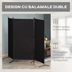 HOMCOM Paravan interior cu 3 panouri, separeu pliabil pentru spatii din metal si poliester, 253x50x182cm, bej | Aosom Romania