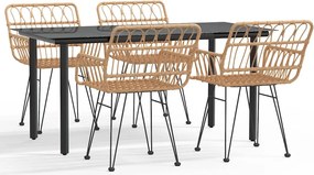 vidaXL Set mobilier de grădină, 5 piese, poliratan