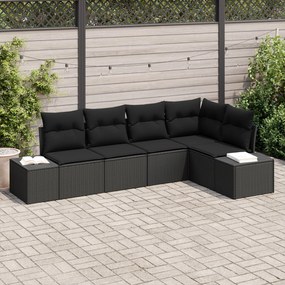 vidaXL Set 5 Canapele Grădină cu Pernă Ratan Poli Negru