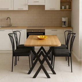 Masa bucatarie texturata, nuc-negru, 120x80x75 cm, A0100