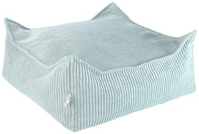 Fotoliu puf pentru copii verde mentă cu tapițerie din catifea reiată Square – Wigiwama