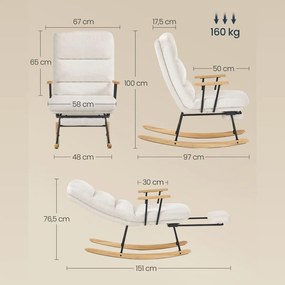 Scaun balansoar ROCKY, 97x67x100cm, crem SongmicsHome