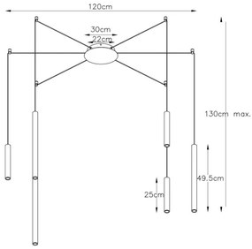Lustră LED dimabilă pe cablu Lucide 74403/06/30 LORENZ 6xLED/4W/230V negru