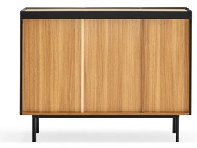 Comodă neagră/în culoare naturală joasă cu aspect de lemn de stejar 110x85 cm Arista – Teulat