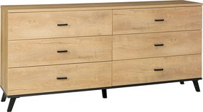 Comoda SIRAN TYP 5, stejar lefkas/negru, DTD laminat/plastic, 181x40x8