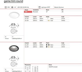 Spot LED incastrabil GAME TRIM ROUND 20W 3000K NE OR