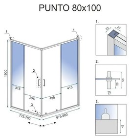 Rea Punto cabina de dus 97.5x77.5 cm dreptunghiular auriu luciu sticla transparenta REA-K6442