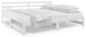 814700 vidaXL Pat de zi extensibil, alb, 2x(80x200) cm, lemn masiv de pin