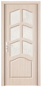 Usa Interior din MDF Novo Doors ND109, Cadru din Lemn Masiv, Geam Sablat, KIT COMPLET, Toc , Manere si balamale incluse (Culoare: Stejar Deschis,