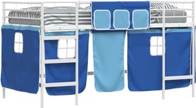 vidaXL Cadru de Pat Pe Două Niveluri pentru Copii cu Cortine