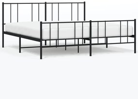 352505 vidaXL Cadru pat metalic cu tăblii de cap/picioare, negru, 200x200 cm