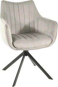 Scaun living rotativ AZALIA, gri deschis/negru, stofa catifelata/metal
