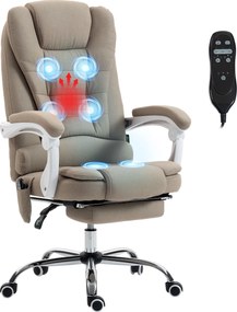 Vinsetto Fotoliu de birou executiv cu masaj și încălzire, înălțime reglabilă, spătar rabatabil, stofă din in, bej | Aosom Romania