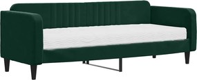 vidaXL Pat de zi cu saltea, verde închis, 80x200 cm, catifea