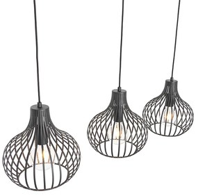 Lampă modernă suspendată neagră 3 lumini - Saffira
