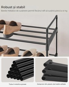 Raft pentru pantofi TORINO, 4 polițe, 30x92x74cm, negru SongmicsHome