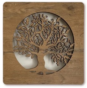 Li-Go 5275/DUB2 - Decorațiune LED de perete, 10 W, 5 V, 20000 mAh, 42 x 42 cm, stejar + telecomandă