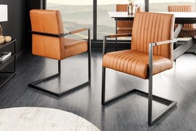 Scaun cu brate design retro Big Aston piele naturala coniac vintage