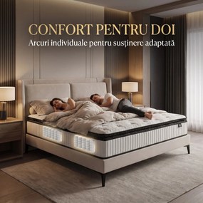 Saltea ortopedica hibrida cu arcuri individuale 7 zone si memory foam cu gel, 25 cm