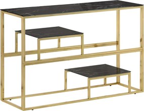 vidaXL Masă consolă, oțel inoxidabil auriu și sticlă securizată