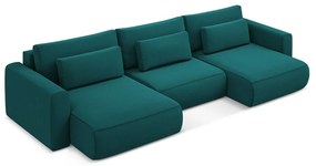 Colțar turcoaz extensibil/cu spațiu de depozitare cu tapițerie din catifea (în formă de "U") Kapua – Makamii