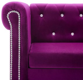 Canapea Chesterfield, forma L, catifea, 199x142x72 cm, violet Mov