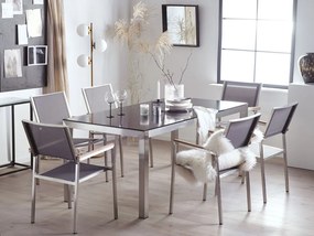 Set de masă pentru grădină Grosso (negru) (6 scaune gri). 1011731