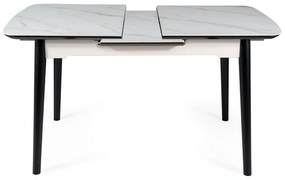Masa extensibila Apollo Ceramica marmura alba/negru mat - L120-160 cm