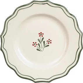 Farfurie mică din ceramică pictată manual, Ø 21,5 cm, verde, „Esther Wildflower"