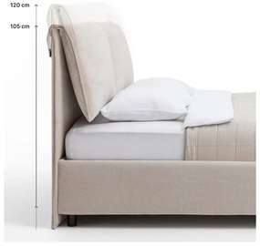 Pat matrimonial taupe tapițat cu spațiu de depozitare cu somieră 160x200 cm Thessa Pillow – Bonami Selection