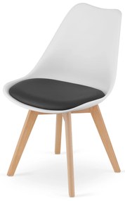 Set de sufragerie 1 + 4, masa alba ADRIA 120x80 cm + scaun alb-negru BALI MARK cu picioare din lemn de fag