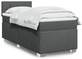 vidaXL Pat box spring cu saltea, gri închis, 80x200 cm, textil