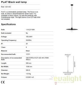 Pendul design modern minimalist PLAT negru 68145