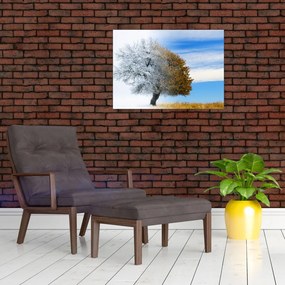 Tablou pe sticlă - Schimbarea anotimpurilor (70x50 cm)