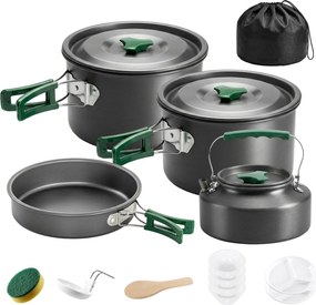 Outsunny Set de Vase pentru Camping 4-5 Persoane, Kit Gătit din Aluminiu, Gri | Aosom Romania