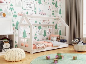 Pat montessori 160x80 căsuță pentru copii alb D2D cu somieră